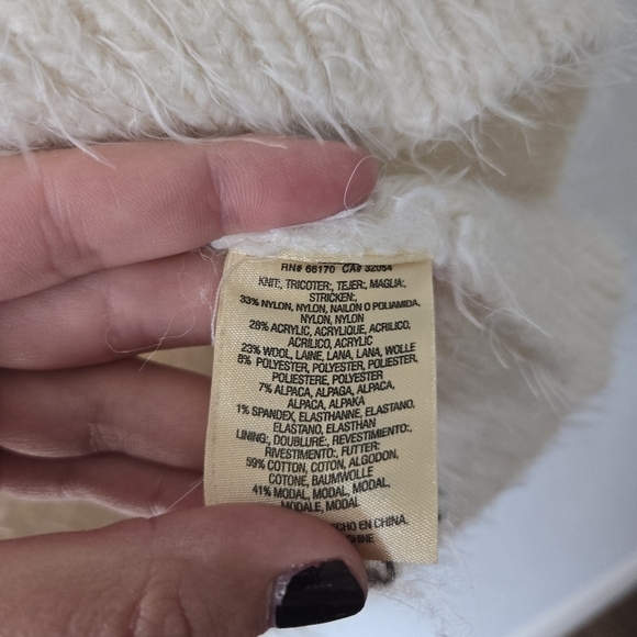 Anthropologie Sleeping On Snow M Eyelash Wool Ivory and Grey Striped Turtleneck - Picture 7 of 7